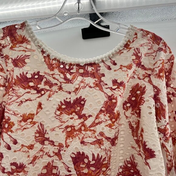 Porridge Women's Eyelet Lace Top Short Sleeve Size Small - Picture 2 of 9